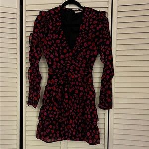 NWOT - Floral Black, Red, and Pink Dress